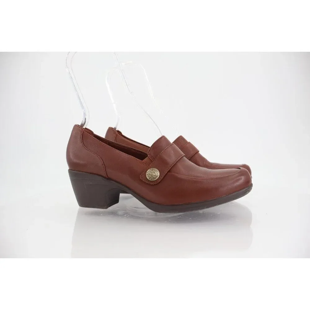 Clarks Women's Emily Andria Pump Size 10 Brown Leather Clock Heel Bootie